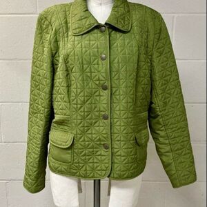 Laura Ashley Olive Quilted Barn Jacket • Heritage Diamond Stitch • XL
